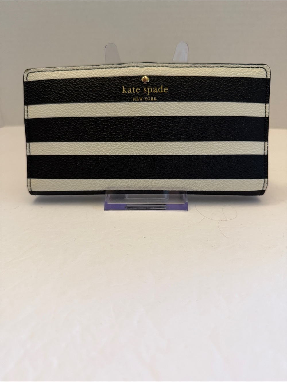 kate spade STORYBOOK Stacy Black and White Striped Continental Wallet